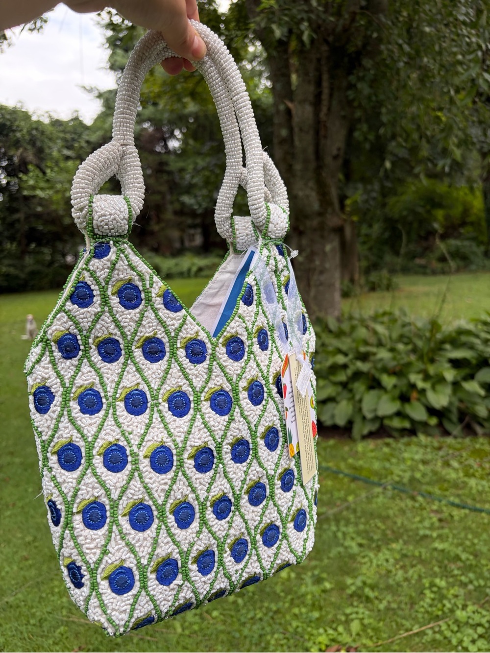 NWT Viral Beaded Blueberry Peacock Bag Handcrafted In India - Picture 8 of 8